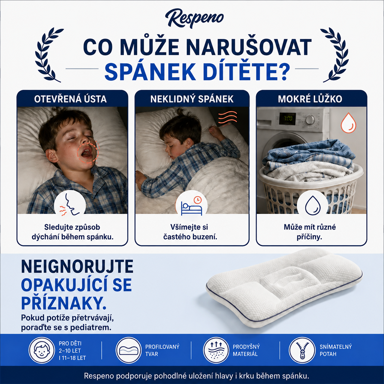 Respeno Klidný Spánek: Profilovaný polštář pro děti
